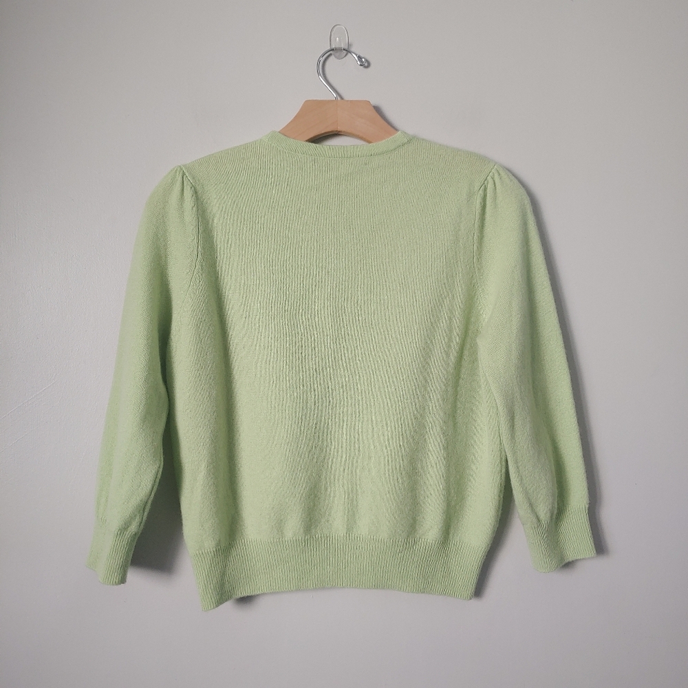 Marks & Spencer Crewneck Cashmere Cardigan Size Medium Green - Picture 11 of 16